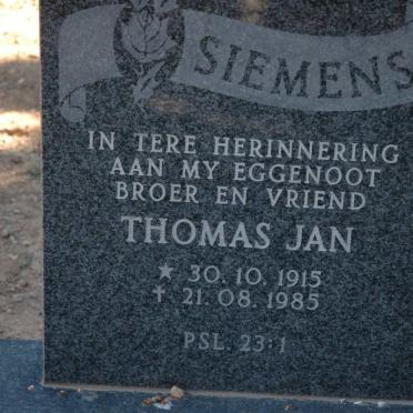 SIEMENS Thomas Jan 1915-1985