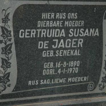 JAGER Gertruida Susana, de nee SENEKAL 1890-1970