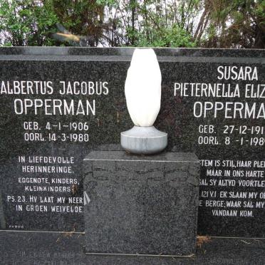 OPPERMAN Albertus Jacobus 1906-1980 &amp; Susara Pieternella Elizabeth 1916-1989
