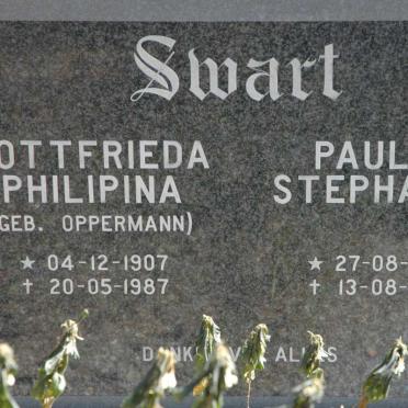 SWART Paulus Stephanus 1899-1984 &amp; Gottfrieda Philipina OPPERMANN 1907-1987