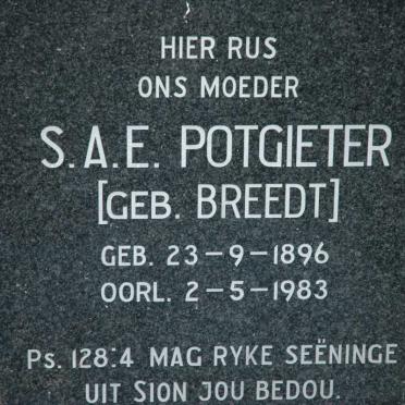 POTGIETER S.A.E. nee BREEDT 1896-1983