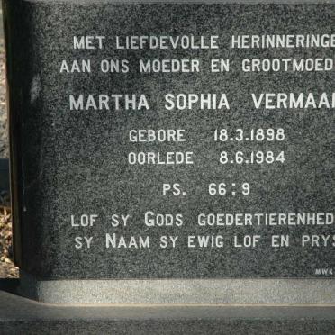 VERMAAK Martha Sophia 1898-1984