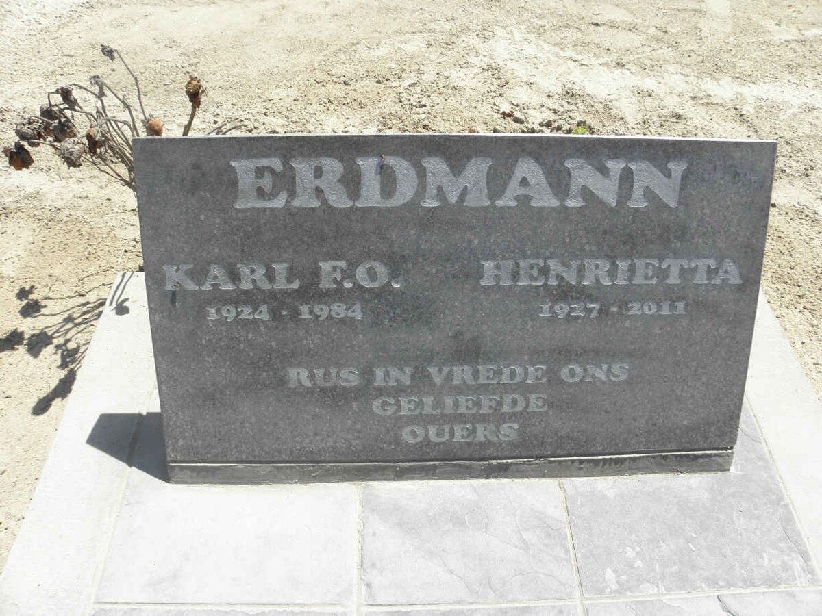 ERDMANN Karl F.O. 1924-1984 &amp; Henrietta 1927-2011