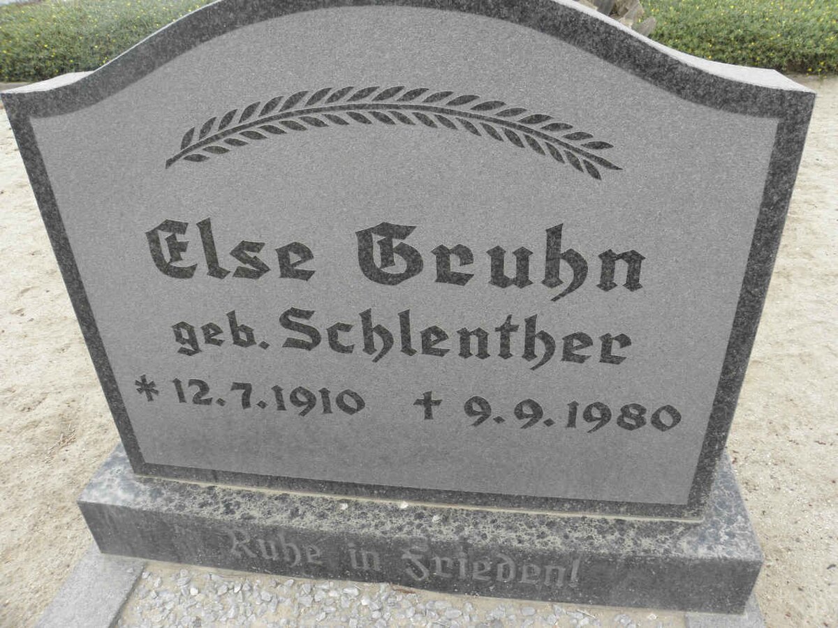 GRUHN Else nee SCHLENTHER 1910-1980