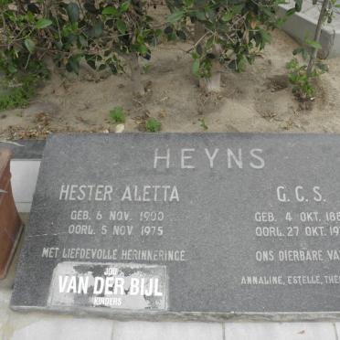 HEYNS G.C.S. 1888-1975 &amp; Hester Aletta 1900-1975