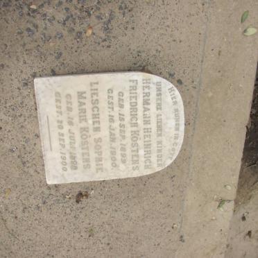 KÖSTENS Hermann Heinrich Friedrich 1899-1900 :: KÖSTENS Lieschen Sophie Marie 1898-1900