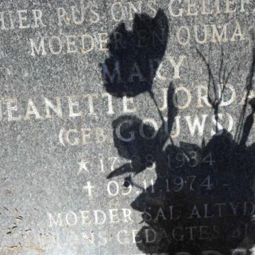 JORDAAN Mary Jeanette nee GOUWS 1934-1974