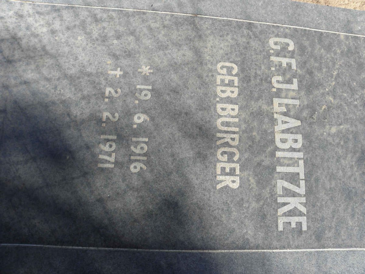 LABITZKE C.F.J. nee BURGER 1916-1971