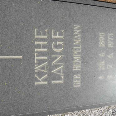 LANGE Kathe nee HEMPELMANN 1890-1973
