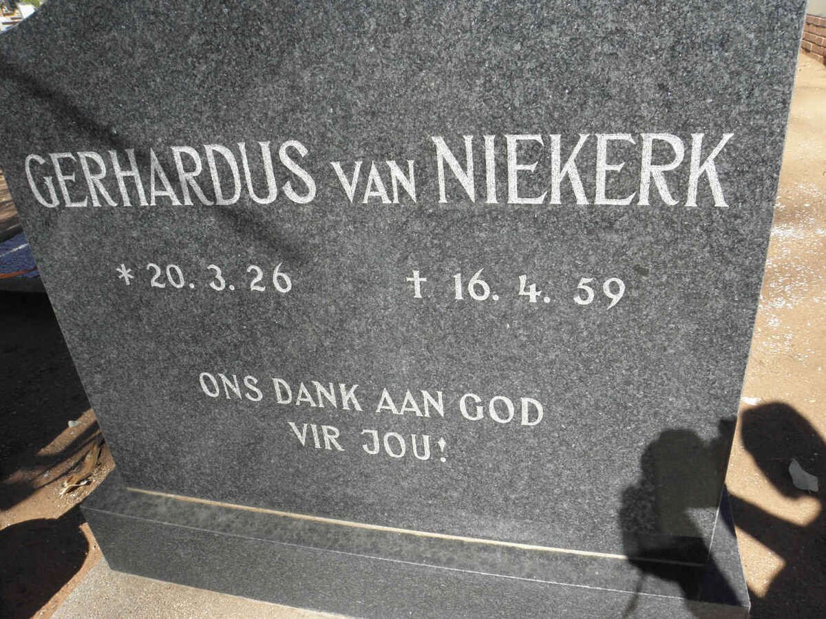 NIEKERK Gerhardus, van 1926-1959