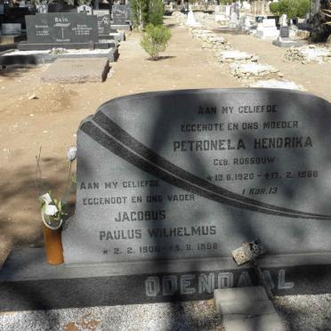 ODENDAAL Jacobus Paulus Wilhelmus 1906-1998 &amp; Petronela Hendrika ROSSOUW 1920-1968