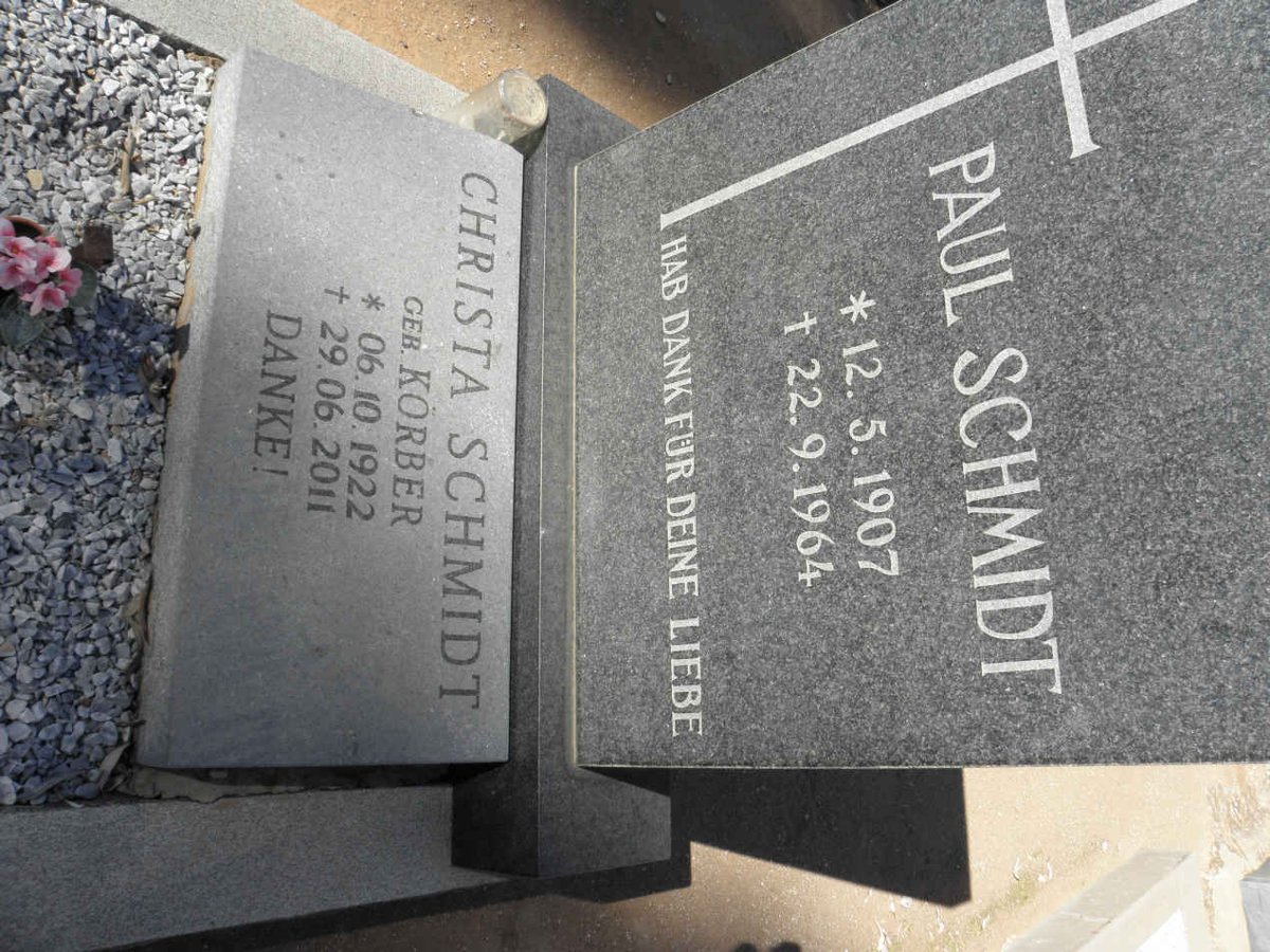 SCHMIDT Paul 1907-1964 :: SCHMIDT Christa nee KORBER 1922-2011