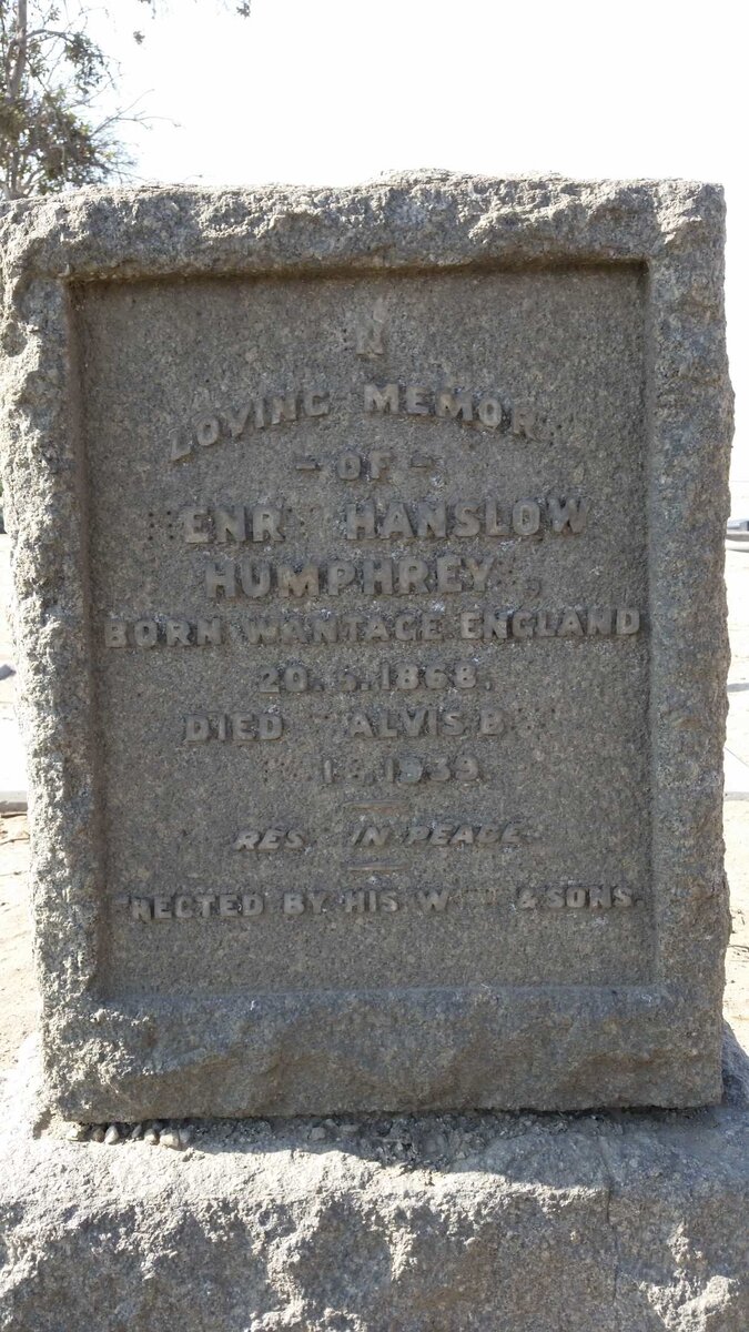 HUMPHREY Henry Hanslow 1868-1939