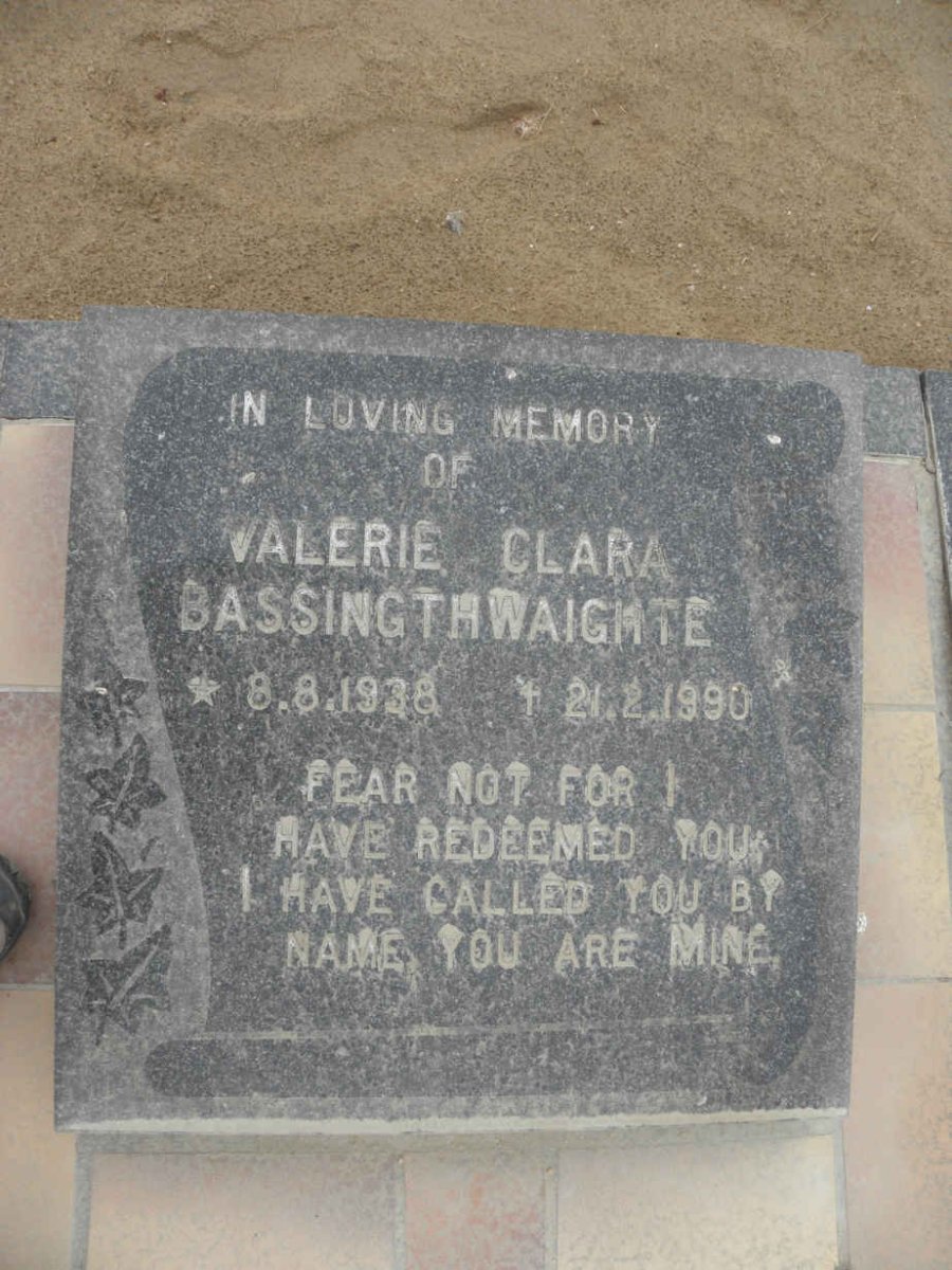 BASSINGTHWAIGHTE Valerie Clara 1938-1990