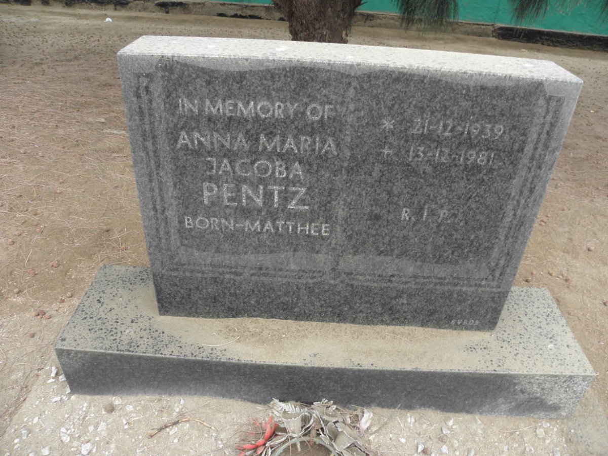 PENTZ Anna Maria Jacoba nee MATTHEE 1939-1981
