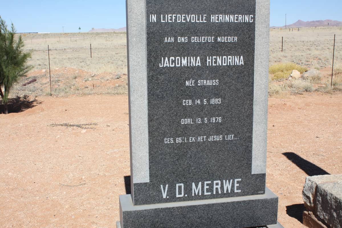 MERWE Jacomina Hendrina, v.d. nee STRAUSS 1883-1976