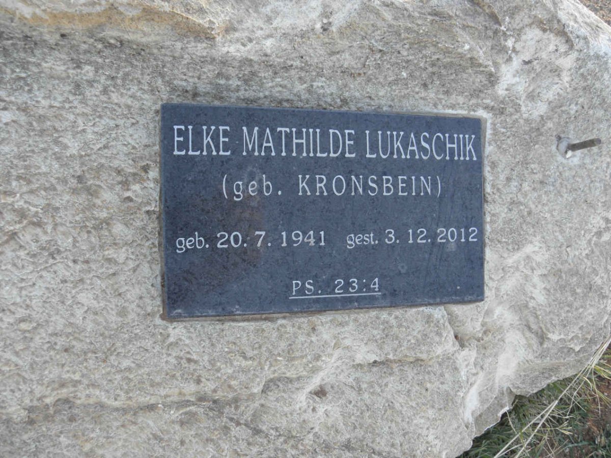 LUKASCHIK Elke Mathilde nee KRONSBEIN 1941-2012