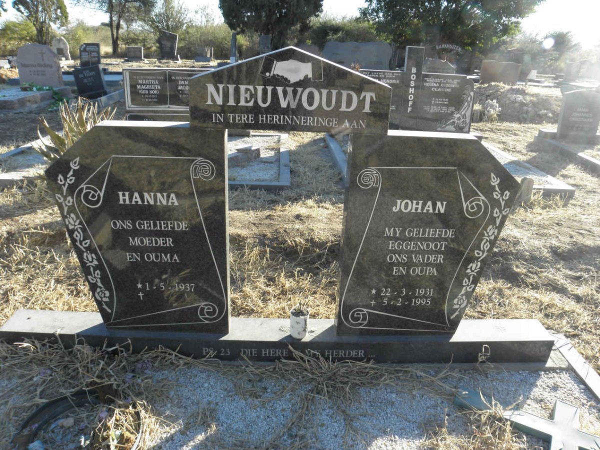 NIEUWOUDT Johan 1931-1995 &amp; Hanna 1937-