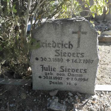 SIEVERS Friedrich 1889-1987 &amp; Julie VON DAMM 1897-1994