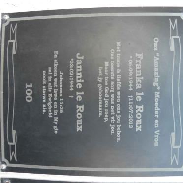 ROUX Jannie, le 1944 &amp; Franka 1944-2013