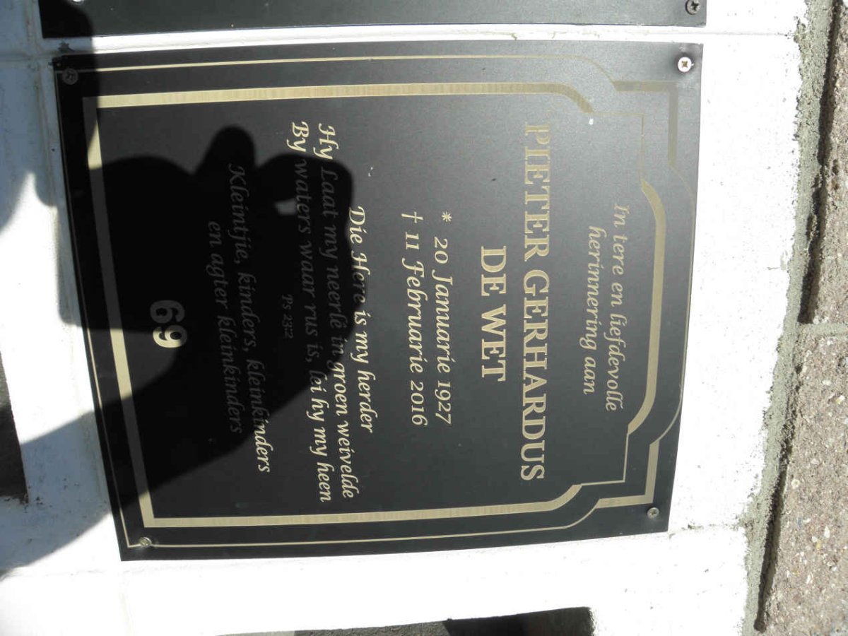 WET Pieter Gerhardus, de 1927-2016