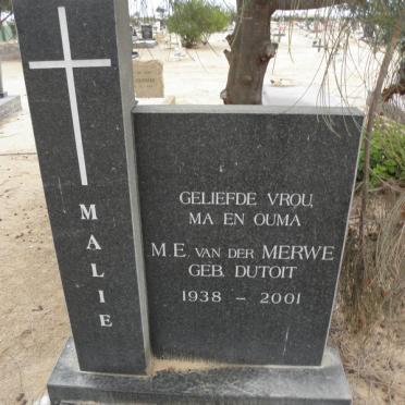 MERWE M.E., van der nee DU TOIT 1938-2001