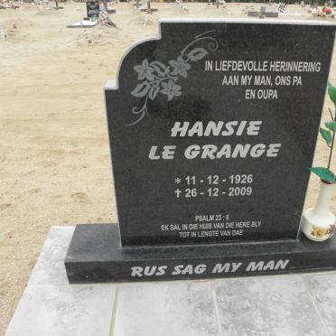 GRANGE Hansie, le 1926-2009