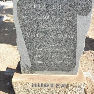 HURTER Magdalena Sophia Maria nee LINGENFELDER 1922-1954