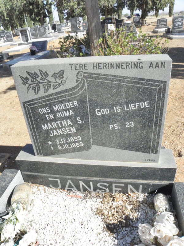 JANSEN Martha S. 1899-1989