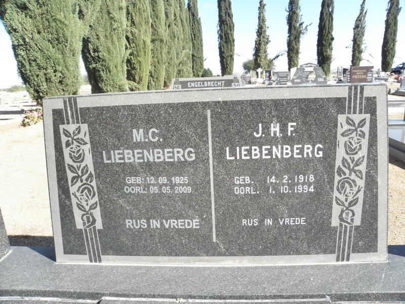 LIEBENBERG J.H.F. 1918-1994 &amp; M.C. 1925-2009