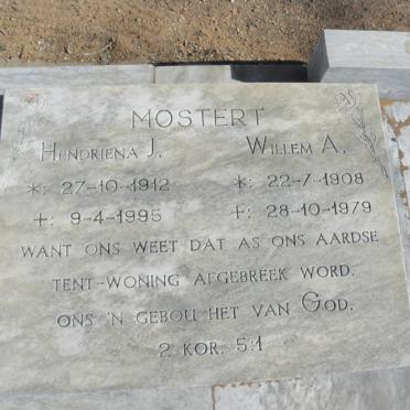 MOSTERT Willem A. 1908-1979 &amp; Hendriena J. 1912-1995