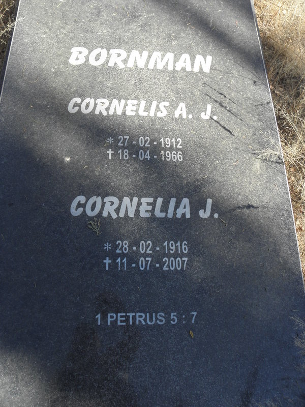 BORNMAN Cornelis A.J. 1912-1966 &amp; Cornelia J. 1916-2007