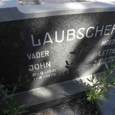 LAUBSCHER John 1901-1978 &amp; Lettie 1902-1979