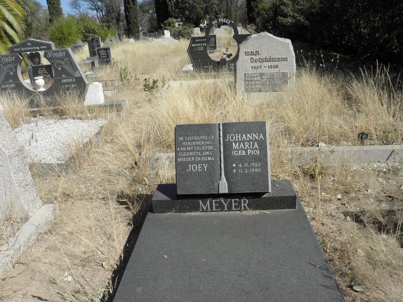 MEYER Johanna Maria nee PIO 1922-1990