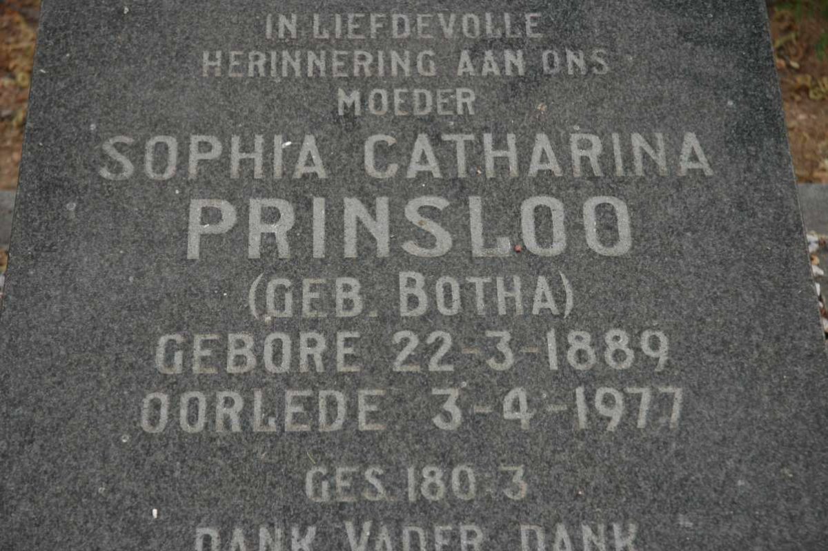 PRINSLOO Sophia Catharina nee BOTHA 1889-1977