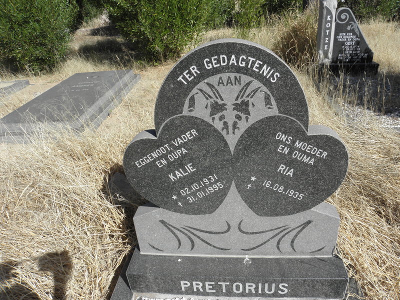 PRETORIUS Kalie 1931-1995 &amp; Ria 1935-