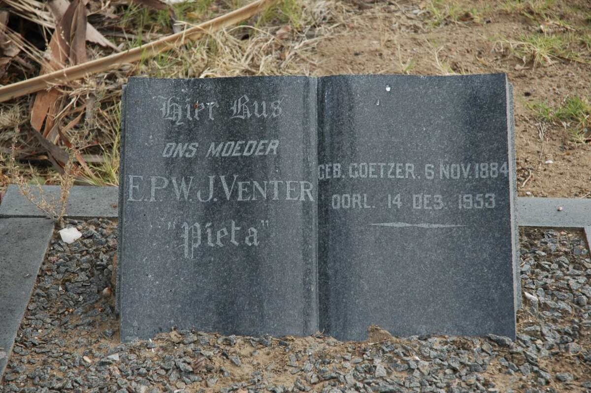 VENTER E.P.W.J. nee COETZER 1884-1953