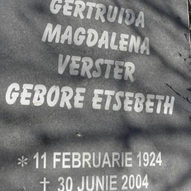 VERSTER Gertruida Magdalena nee ETSEBETH 1924-2004