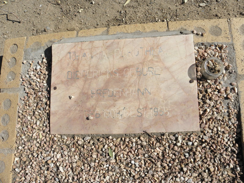 DIEDERICKS Johanna Dorothea nee BREDENHANN 1908-1955