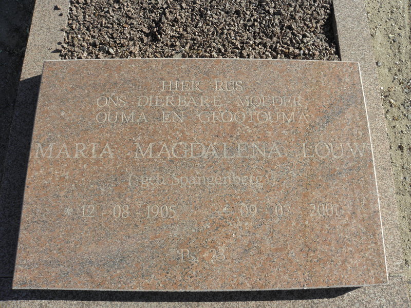 LOUW Maria Magdalena nee SPANGENBERG 1905-2001
