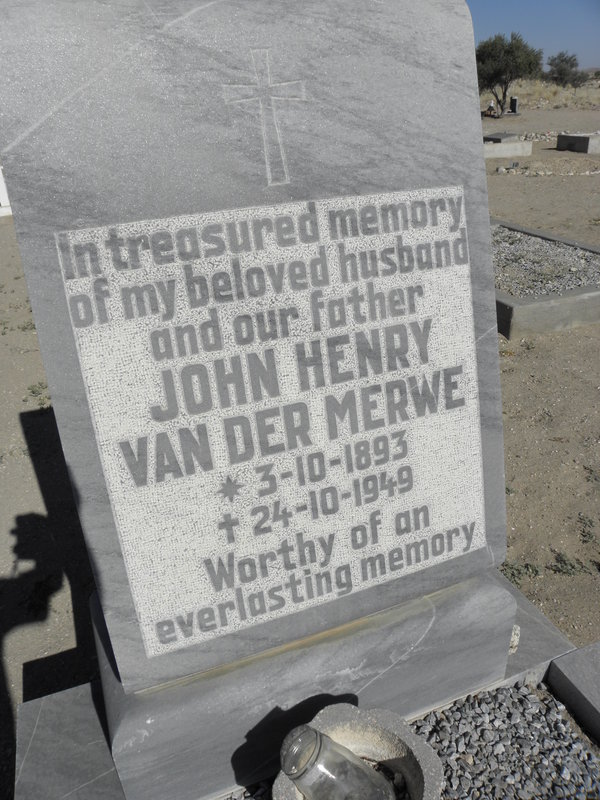 MERWE John Henry, van der 1893-1949