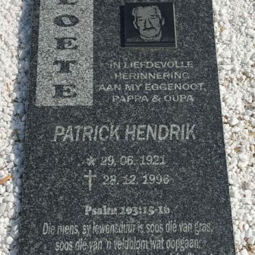 CLOETE Patrick Hendrik 1921-1996