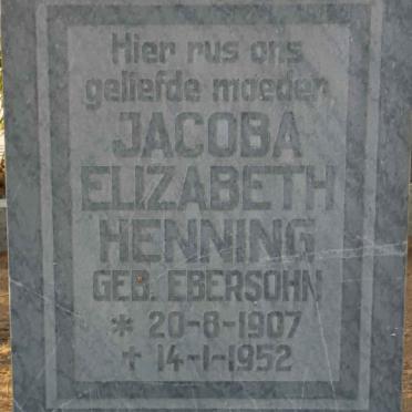 HENNING Jacoba Elizabeth nee EBERSOHN 1907-1952