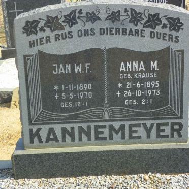 KANNEMEYER Jan W.F. 1890-1970 &amp; Anna M. KRAUSE 1895-1973
