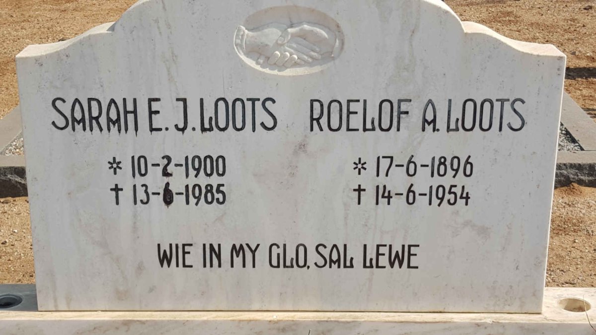 LOOTS Roelof A. 1896-1954 &amp; Sarah E.J. 1900-1985