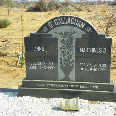 O'CALLAGHAN Marthinus D. 1900-1971 &amp; Anna J. 1911-1997