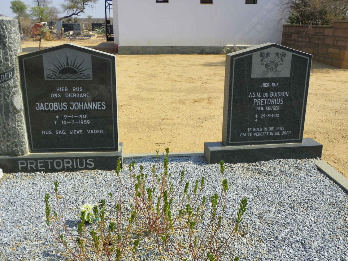 PRETORIUS Jacobus Johannes 1901-1959 &amp; A.S.M. DU BUISSON voorheen PRETORIUS nee KRUGER 1912-