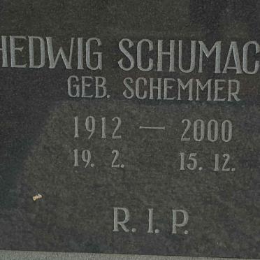 SCHUMACHER Hedwig nee SCHEMMER 1912-2000