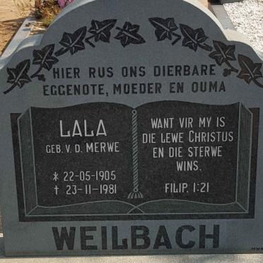 WEILBACH Lala nee V.D. MERWE 1905-1981