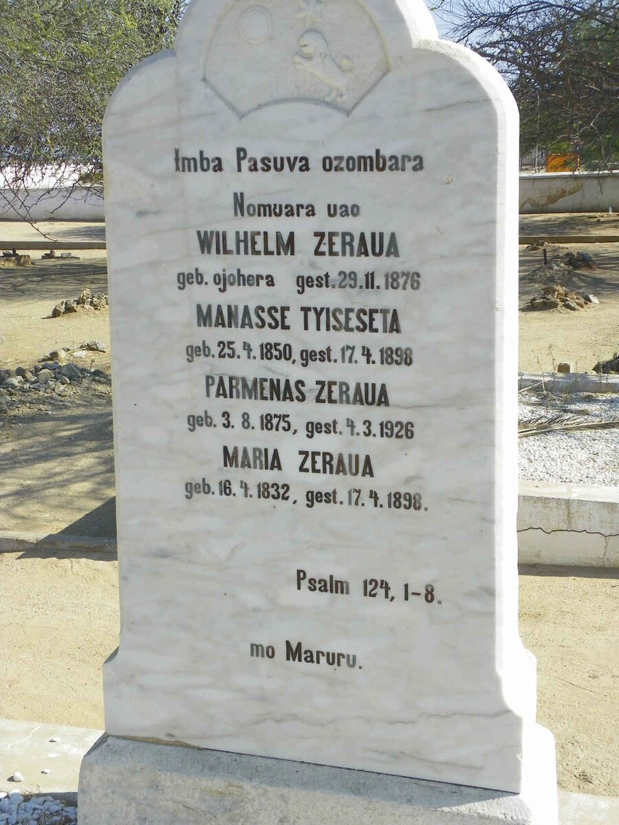 ZERAUA Wilhelm-1876 :: TYISESETA Manasse 1850-1898 :: ZERAUA Parmenas  1875-1926 :: ZERAUA Maria 1832-1898